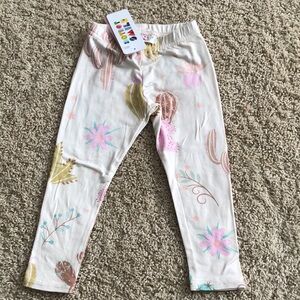 Kids Printed Leggings - Cream with Multicolor Design